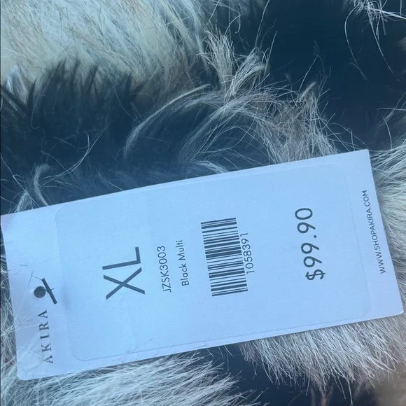 AKIRA Black and Cream Faux Fur Dress - Picture 5 of 5